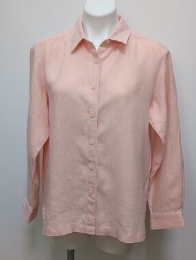 Vintage Eileen fisher 1994 linen peach button shirt petite L/XL